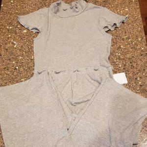 Velvet Torch Heather Grey Jumpsuit/Loungewear with Shoulder-Cap Sleeves